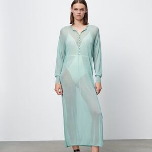 NWT ZARA Womens Semi-Sheer Knit Tunic - Limited Edition - Mint